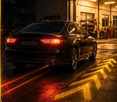 Автомобиль у сервисного бокса
